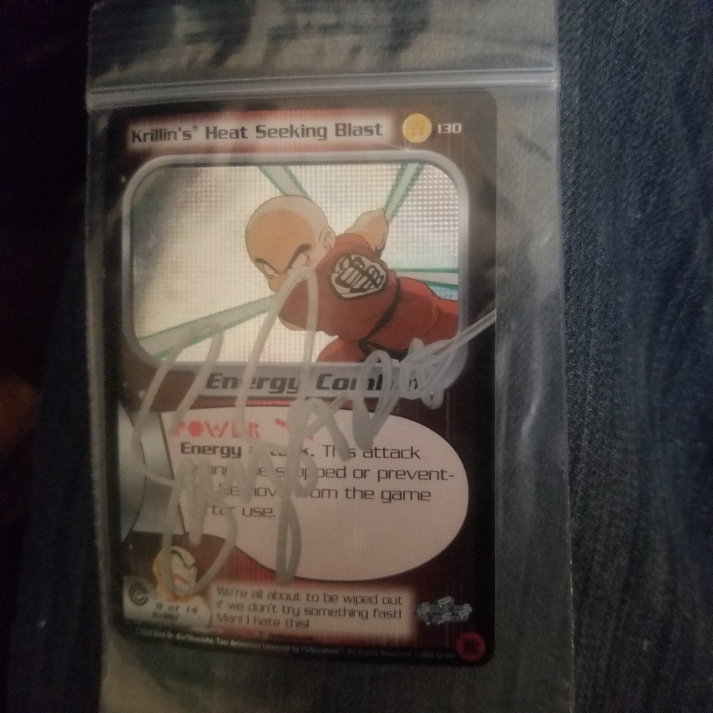 Dragon Ball Z card krillins heat seaking blast autographed
